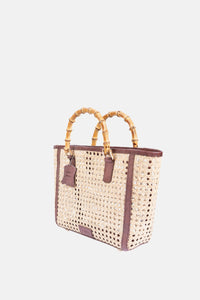 Jelavu - Bristol Medium Cane Tote with Bamboo Handle- Chocolate Leather - Jelavu.com