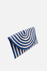 Jelavu - Brooke Small Striped Clutch - Cream / Blue - Jelavu.com