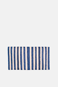 Jelavu - Brooke Small Striped Clutch - Cream / Blue - Jelavu.com
