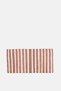 Jelavu - Brooke Small Striped Clutch - Cream / Brown - Jelavu.com