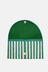 Jelavu - Brooke Small Striped Clutch - Cream / Green - Jelavu.com