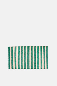 Jelavu - Brooke Small Striped Clutch - Cream / Green - Jelavu.com