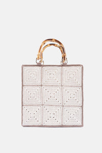 Jelavu - Calista Beige Chochet Bamboo Handle Crossbody with Fruit Charms