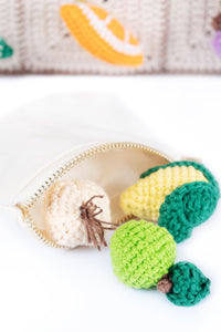 Jelavu - Calista Beige Chochet Bamboo Handle Crossbody with Fruit Charms