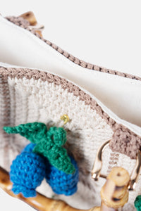 Jelavu - Calista Beige Chochet Bamboo Handle Crossbody with Fruit Charms