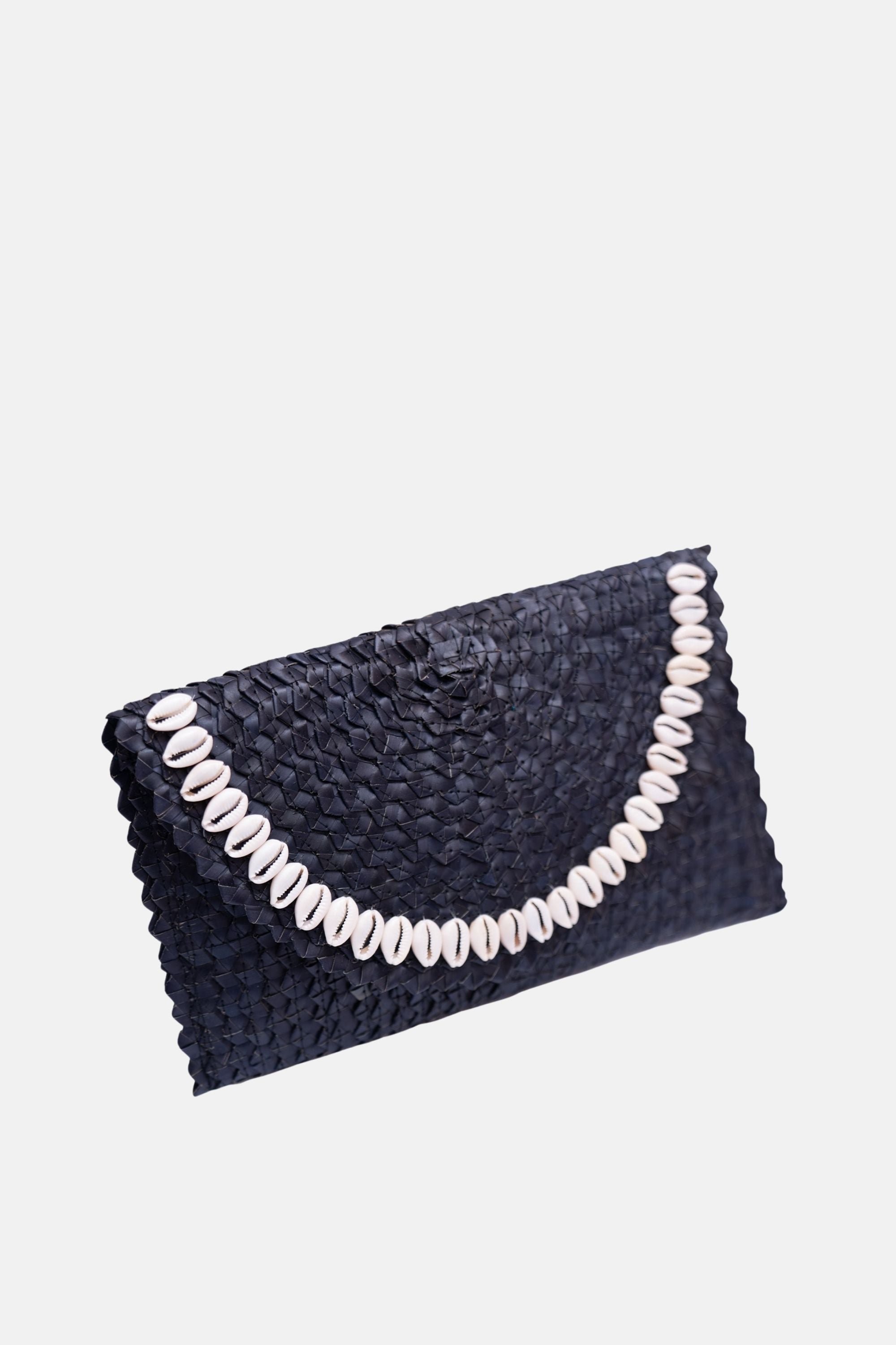Coco Natural Shell Small Clutch - Black