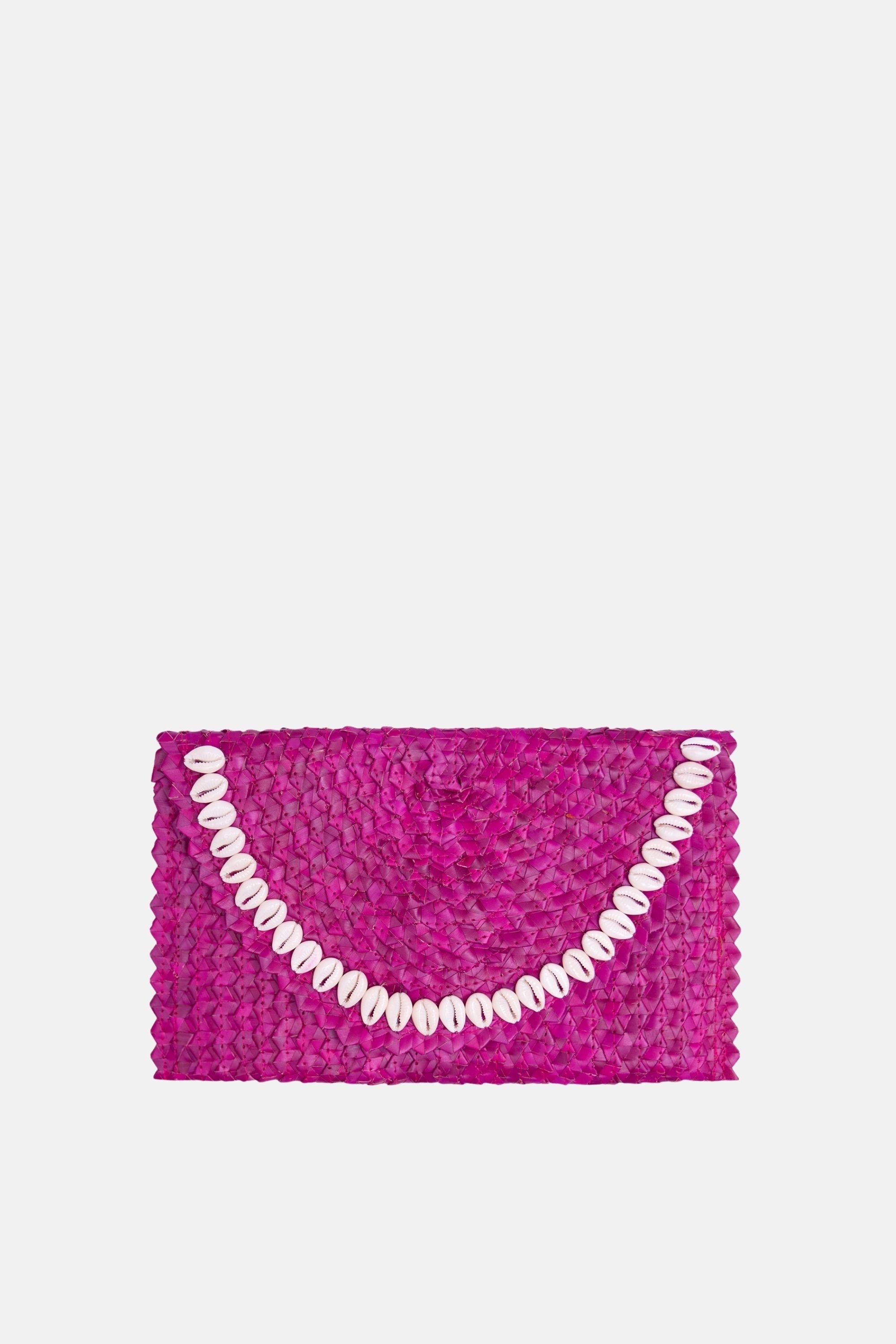 Coco Natural Shell Small Clutch - Fuschia