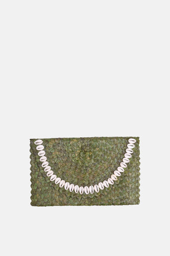 Jelavu - Coco Natural Shell Small Clutch - Moss Green