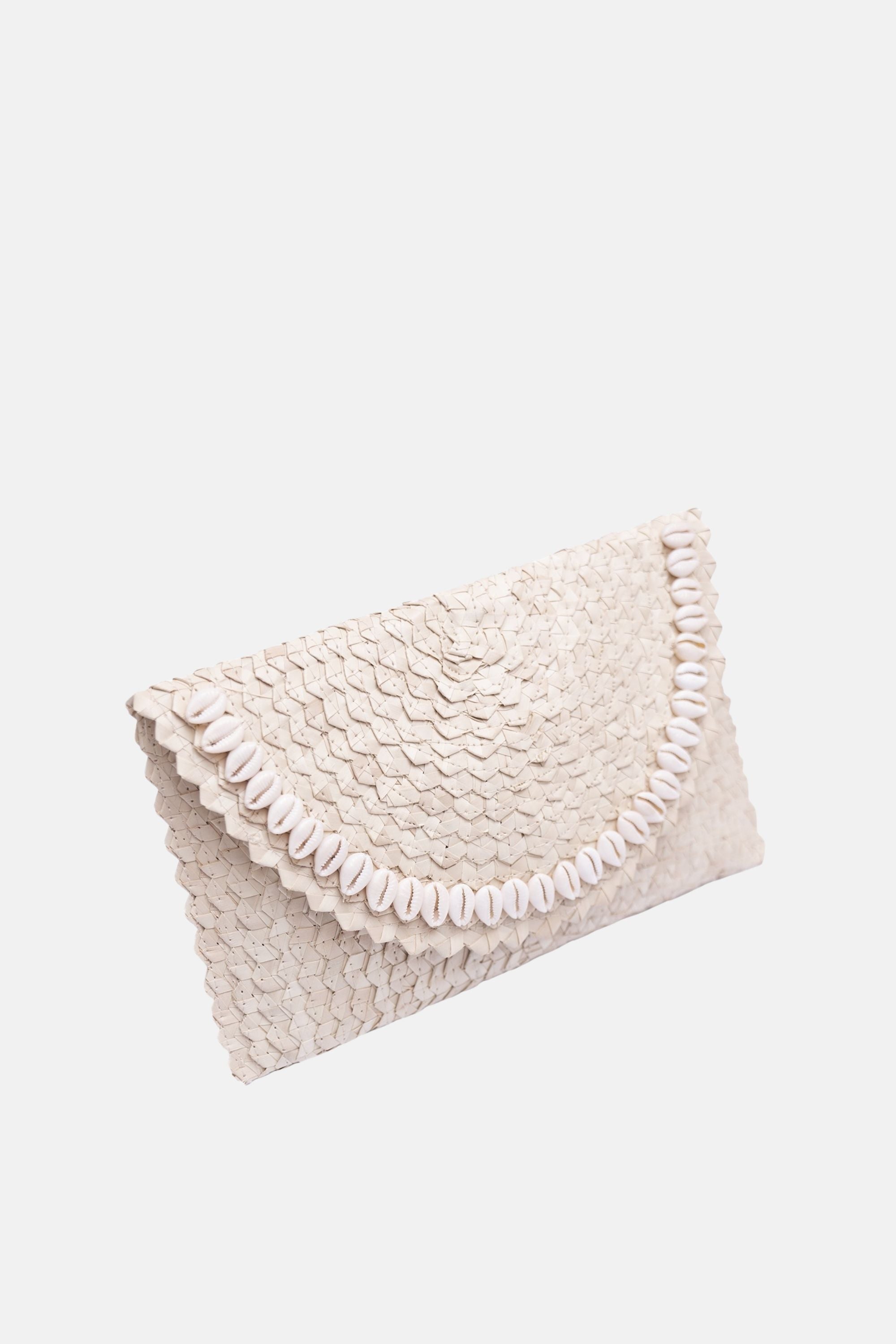 Coco Natural Shell Small Clutch - White