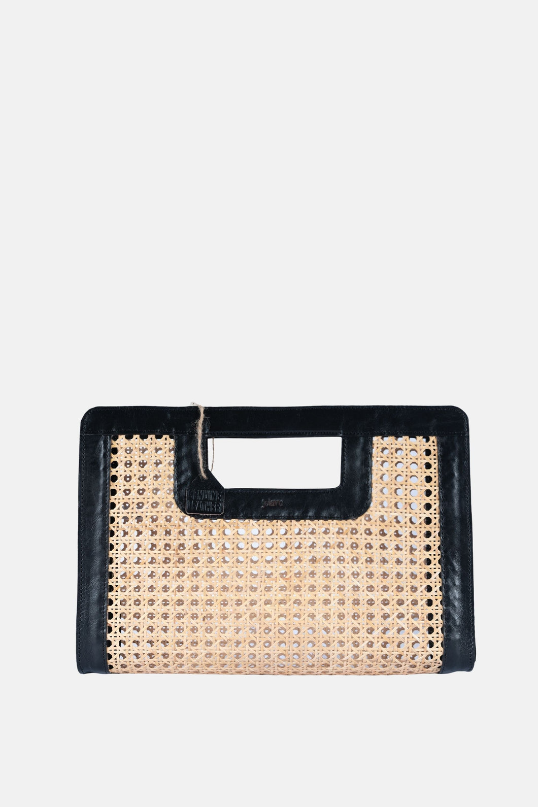 Jelavu - Delmar Cane Clutch - Black Leather - Jelavu.com