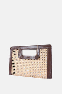Jelavu - Delmar Cane Clutch - Chocolate Leather - Jelavu.com