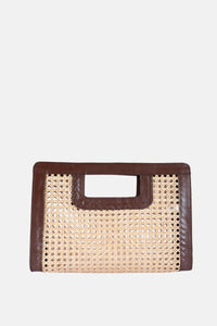 Jelavu - Delmar Cane Clutch - Chocolate Leather - Jelavu.com