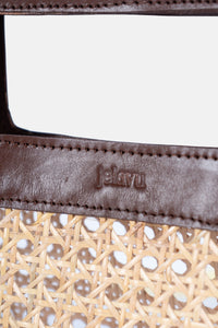 Jelavu - Delmar Cane Clutch - Chocolate Leather - Jelavu.com