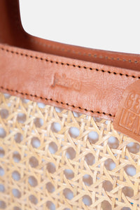 Jelavu - Delmar Cane Clutch - Tan Leather - Jelavu.com
