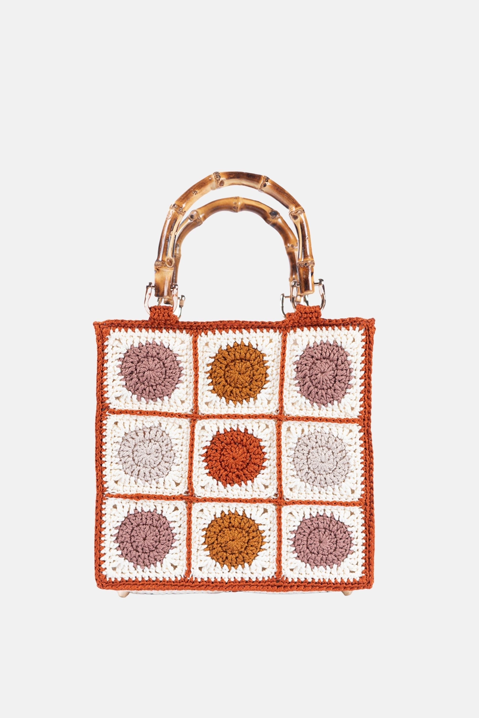 Jelavu - Dottie Crochet Bamboo Handle Crossbody Bag - Sunset Multi