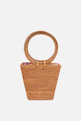 Jelavu - Jibei Small Rattan Round Top Handle Satchel - Natural - Jelavu.com