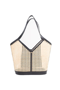 Jelavu - Ophelia Cane Large Tote Bag - Black Leather Trim - Jelavu.com