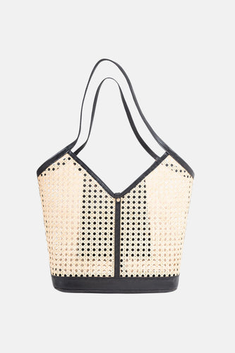 Jelavu - Ophelia Cane Large Tote Bag - Black Leather Trim