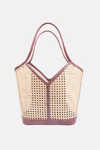 Jelavu - Ophelia Cane Large Tote Bag - Chocolate Leather Trim - Jelavu.com