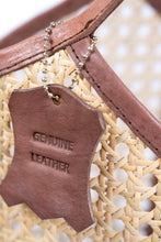 Load image into Gallery viewer, Jelavu - Ophelia Cane Large Tote Bag - Chocolate Leather Trim - Jelavu.com