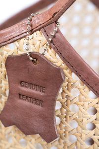 Jelavu - Ophelia Cane Large Tote Bag - Chocolate Leather Trim - Jelavu.com