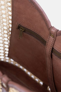 Jelavu - Ophelia Cane Large Tote Bag - Chocolate Leather Trim - Jelavu.com