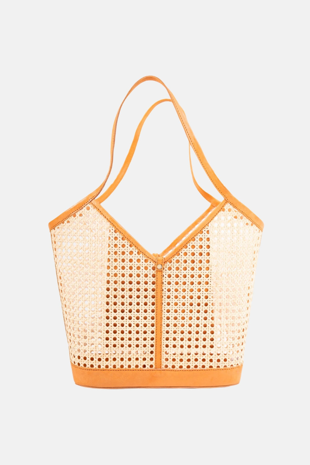 Jelavu - Ophelia Cane Large Tote Bag - Tan Leather Trim - Jelavu.com