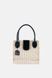 Piper Rattan Medium Crossbody - Black Leather