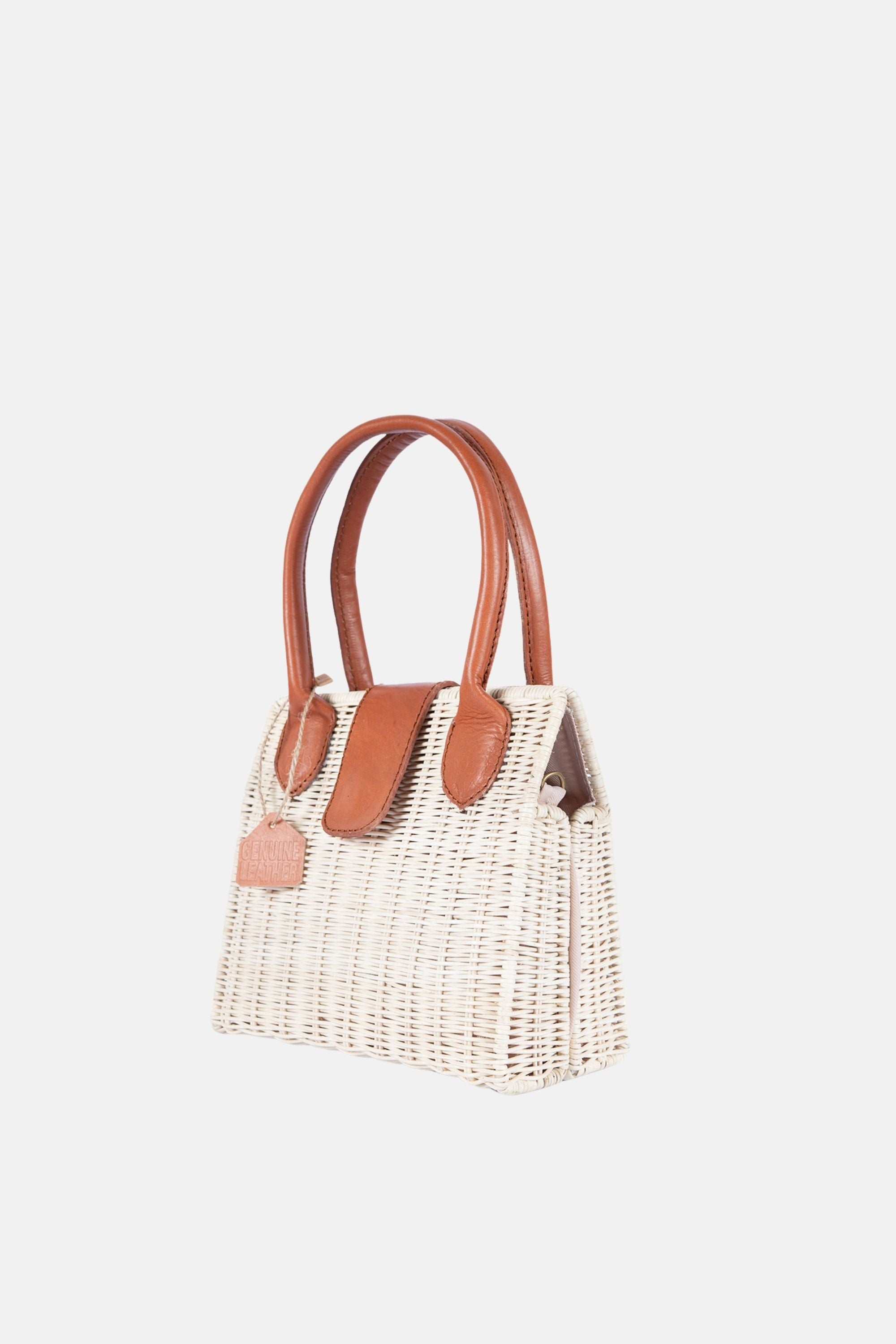 Piper Rattan Medium Crossbody - Tan Leather