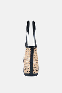 Jelavu - Sandi Rattan Top Handle Satchel - Black Leather - Jelavu.com
