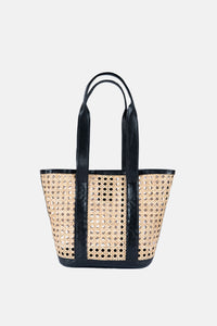 Jelavu - Sandi Rattan Top Handle Satchel - Black Leather - Jelavu.com
