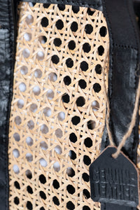 Jelavu - Sandi Rattan Top Handle Satchel - Black Leather - Jelavu.com