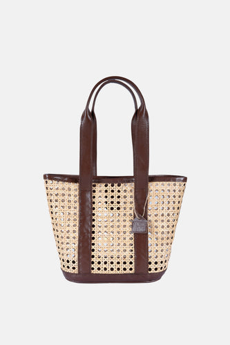 Jelavu - Sandi Rattan Top Handle Satchel - Chocolate Leather - Jelavu.com