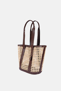 Jelavu - Sandi Rattan Top Handle Satchel - Chocolate Leather - Jelavu.com