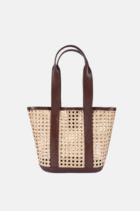 Jelavu - Sandi Rattan Top Handle Satchel - Chocolate Leather - Jelavu.com