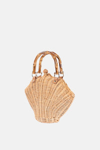 Jelavu - Shelly Bamboo Top Handle Satchel Rattan Crossbody Bag