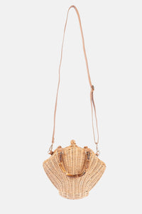 Jelavu - Shelly Bamboo Top Handle Satchel Rattan Crossbody Bag