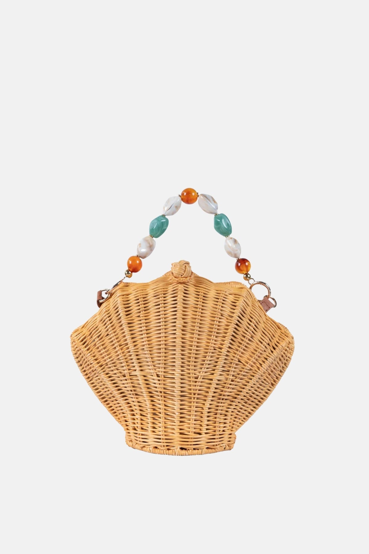 Shelly Gems Beaded Top Handle Satchel Rattan Crossbody Bag - Jelavu.com