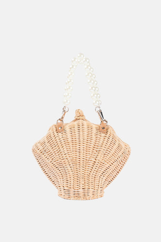 Jelavu - Shelly Pearl Top Handle Satchel Rattan Crossbody Bag