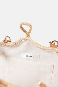 Jelavu - Shelly Pearl Top Handle Satchel Rattan Crossbody Bag
