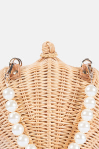 Jelavu - Shelly Pearl Top Handle Satchel Rattan Crossbody Bag