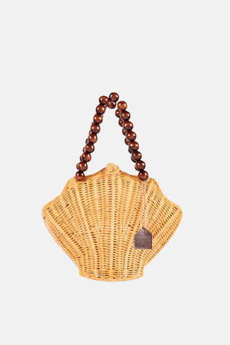 Jelavu - Shelly Woodbead Top Handle Satchel Rattan Crossbody Bag