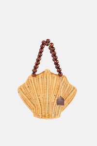 Jelavu - Shelly Woodbead Top Handle Satchel Rattan Crossbody Bag