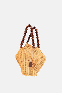 Jelavu - Shelly Woodbead Top Handle Satchel Rattan Crossbody Bag