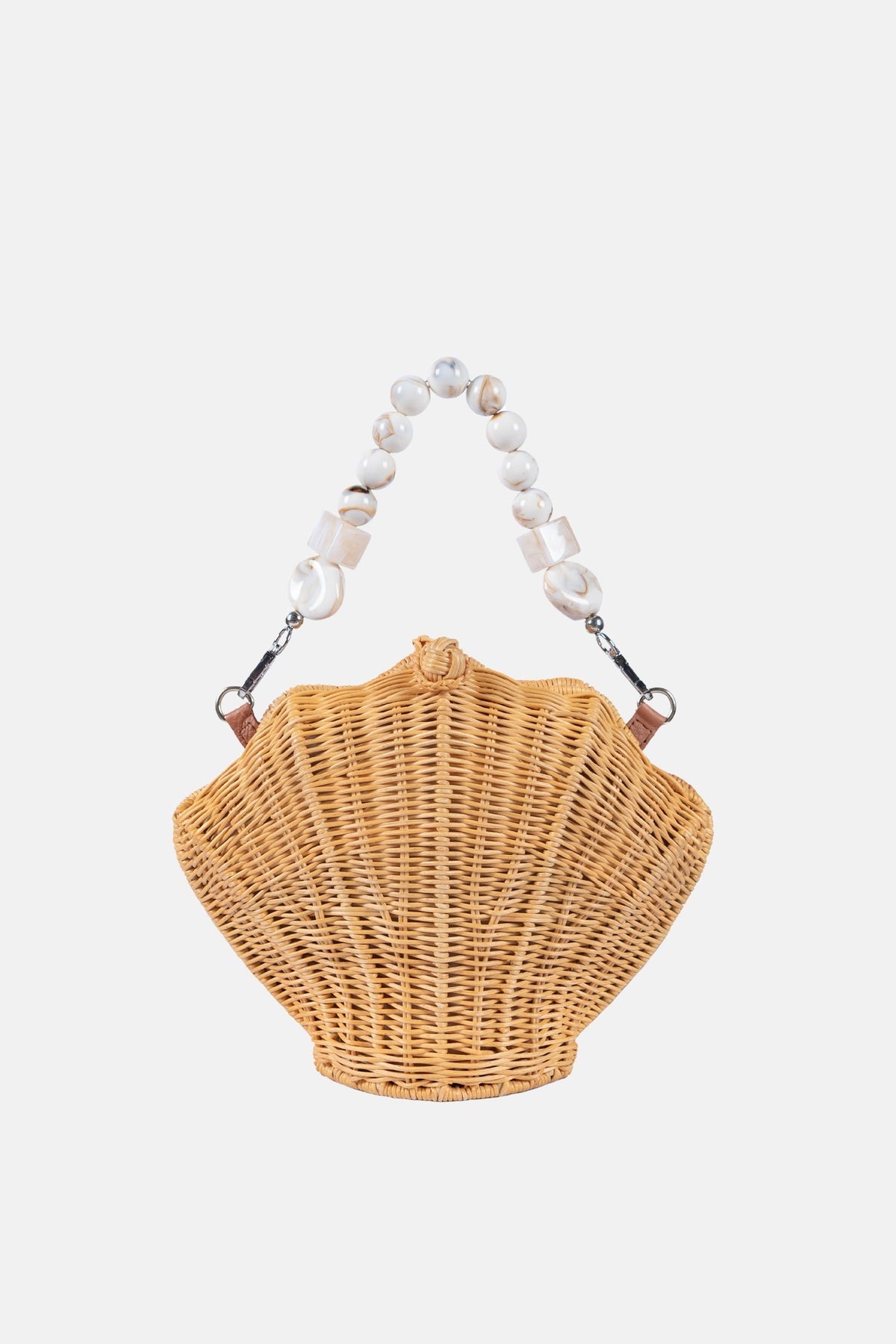 Shelly Stone Beaded Top Handle Satchel Rattan Crossbody Bag - Jelavu.com