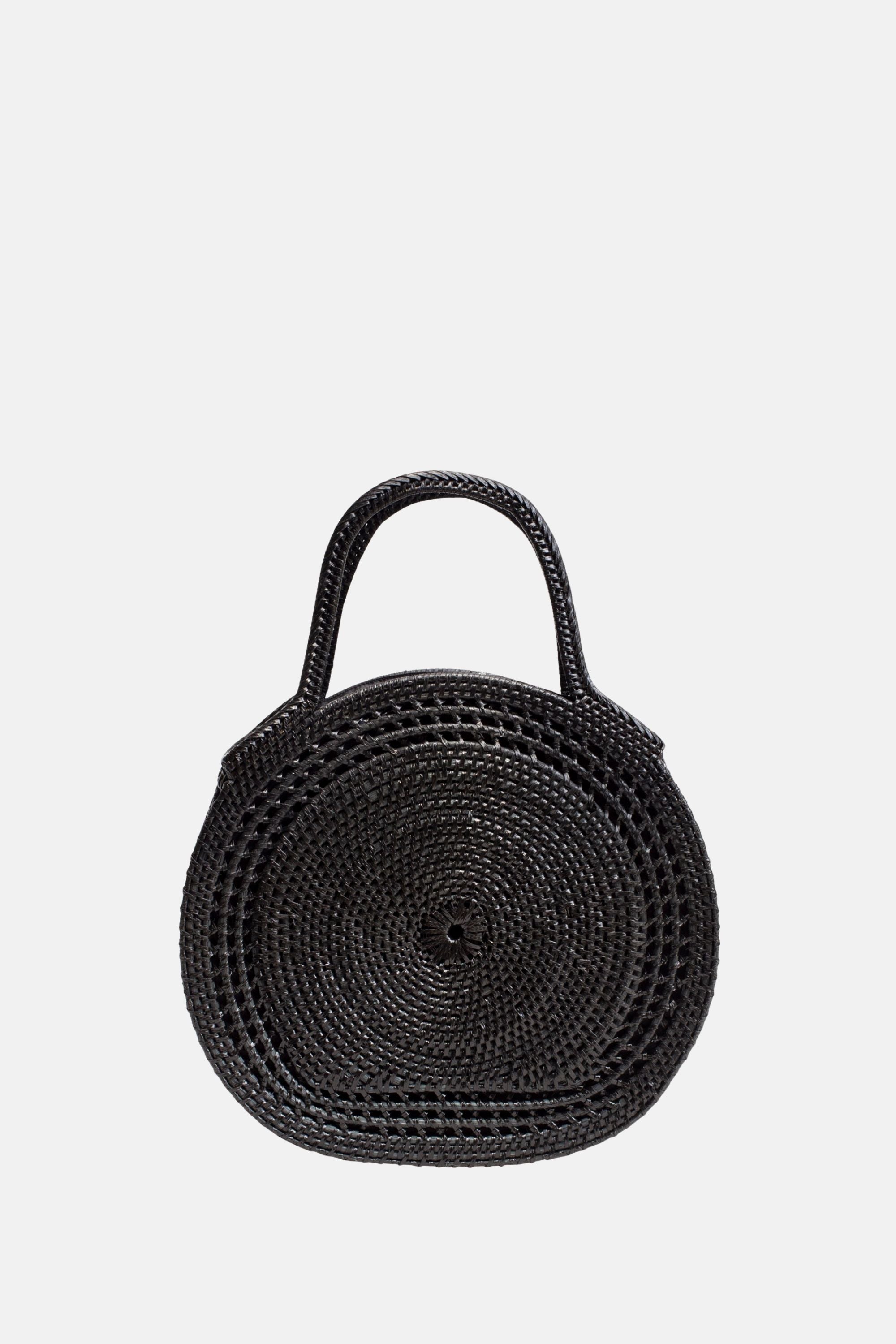 Jelavu – Sydney Rattan Top Handle Bag - Medium Satchel - Black