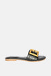 Jelavu - Amsterdam Bamboo Buckle Sandals - Black Leather