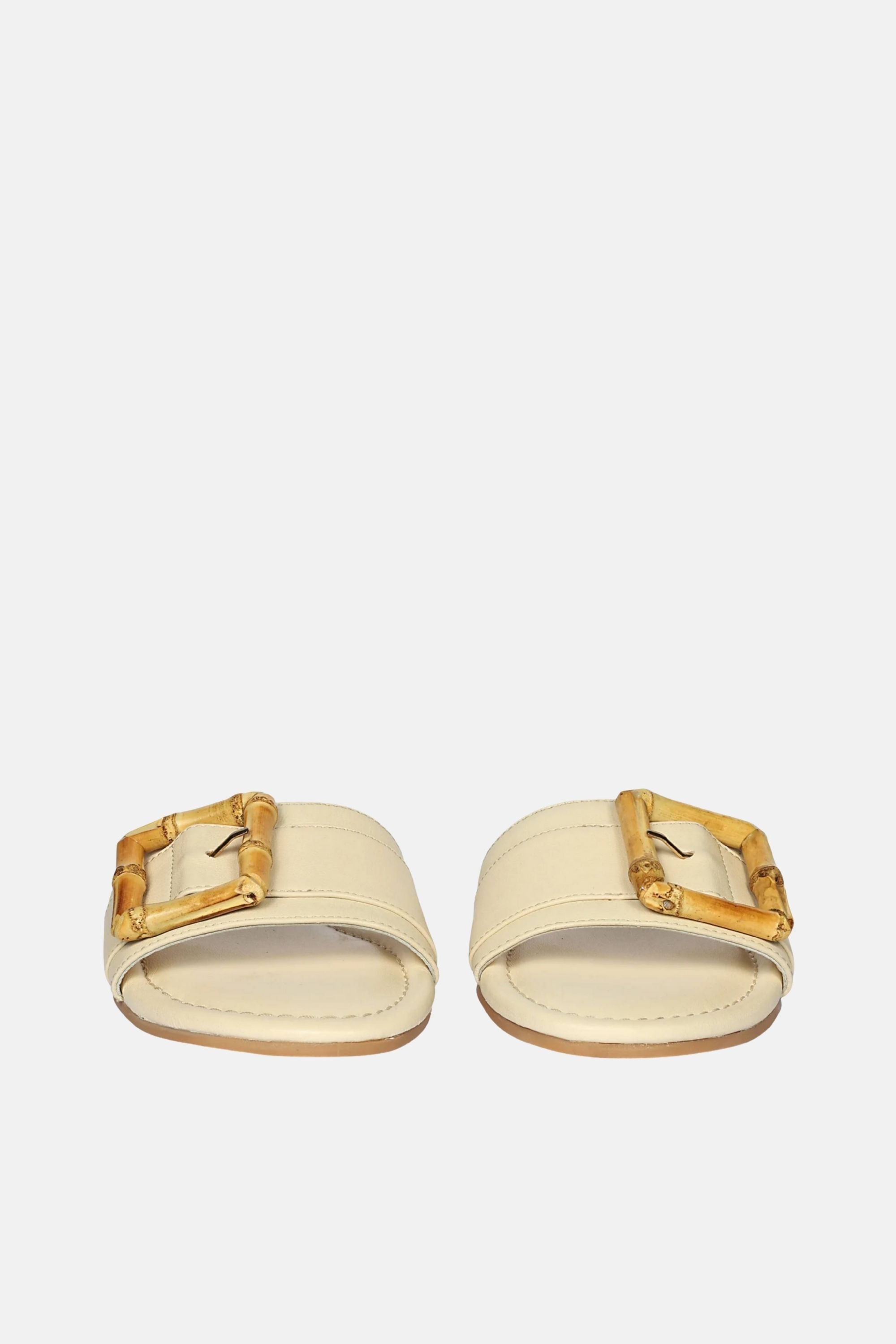 Jelavu - Amsterdam Bamboo Buckle Sandals - Ivory Leather - Jelavu.com