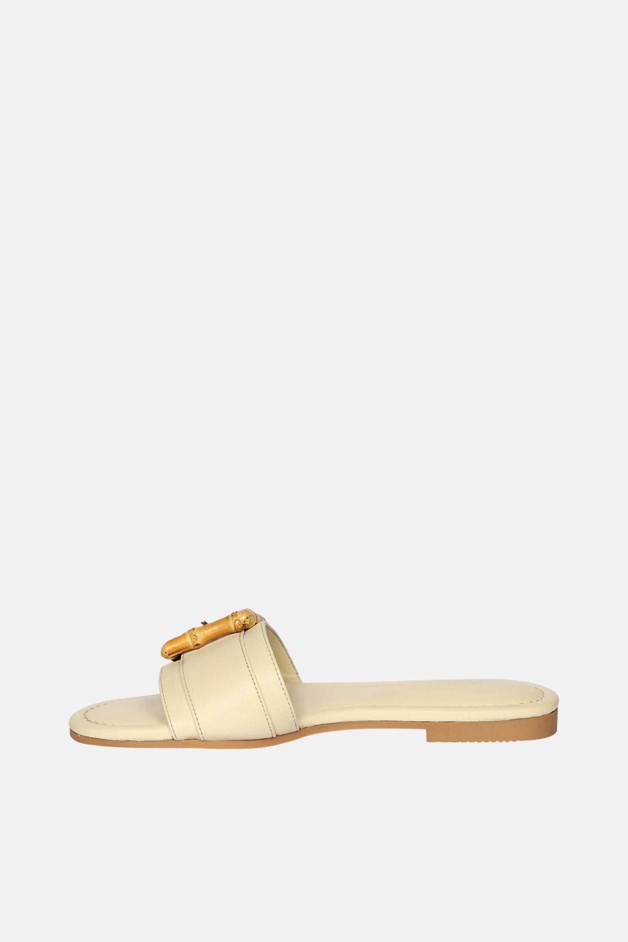 Jelavu - Amsterdam Bamboo Buckle Sandals - Ivory Leather
