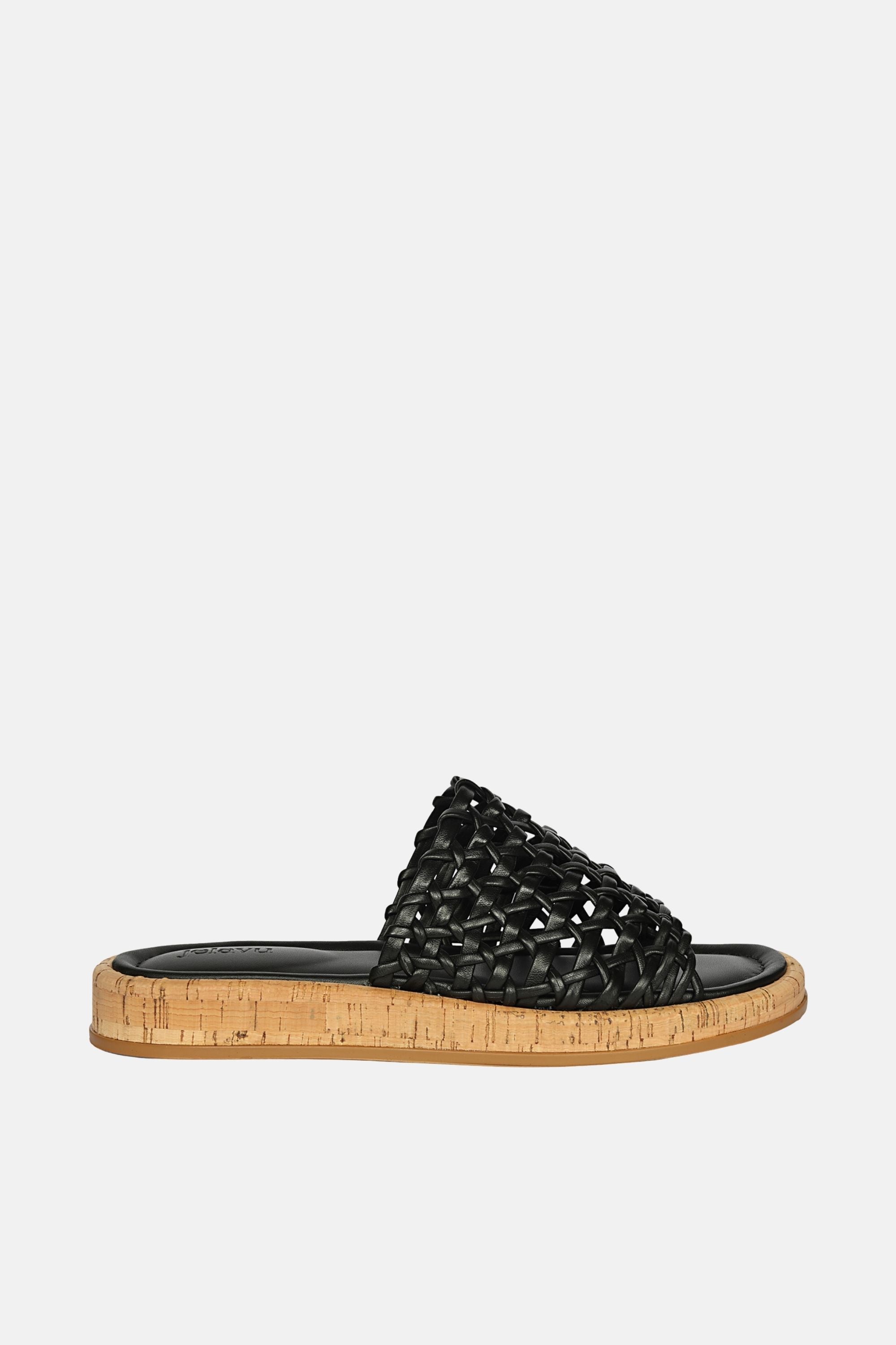 Jelavu -  Cloud Leather Woven Sandals -  Black Leather - Jelavu.com